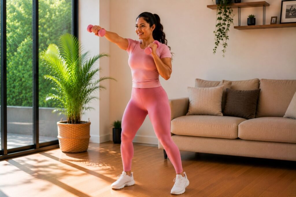 5 minute cardio workout at home for beginners with weights (Full Body Fat Burn)